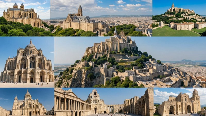 Basilica of Saint-Savin, UNESCO World Heritage Sites, Mont-Saint-Michel, Acropolis of Athens, architectural comparison, historical landmarks