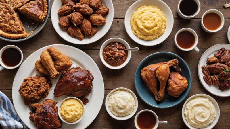 American South, Southern cuisine, barbecue, fried chicken, grits, pecan pie
