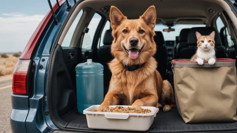 traveling with pets, road trip essentials, dogs, cats, pet travel tips